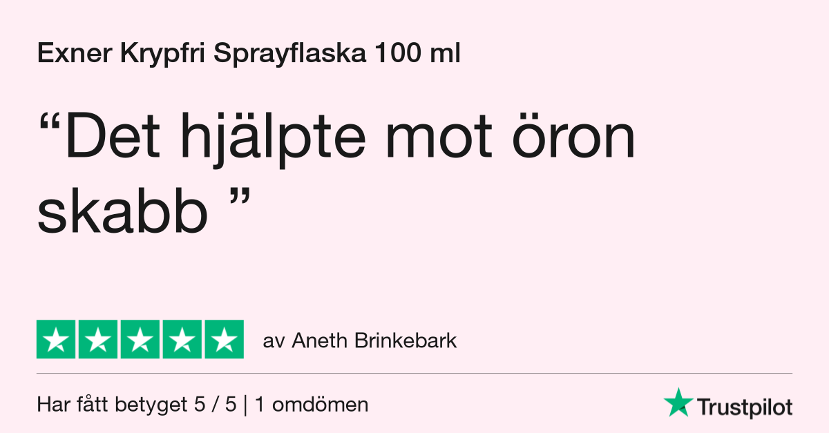 5 stjärnor för Exner Krypfri flaska 100ml på Trustpilot