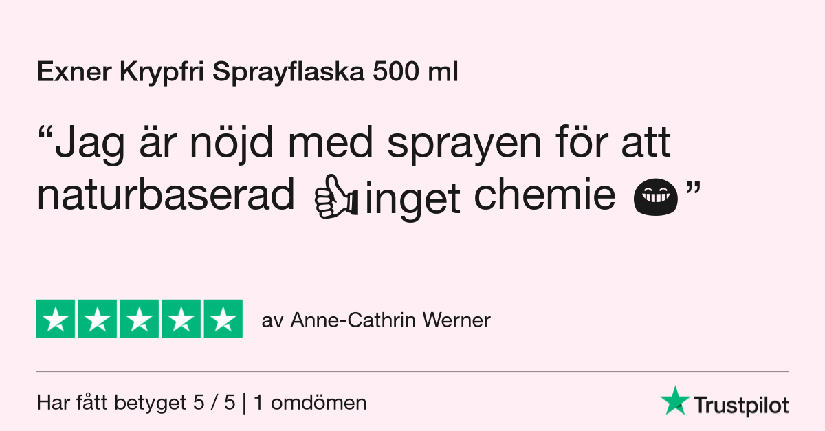 5 Stjärnor på TrustPilot för Exner krypfri sprayflask 500ml