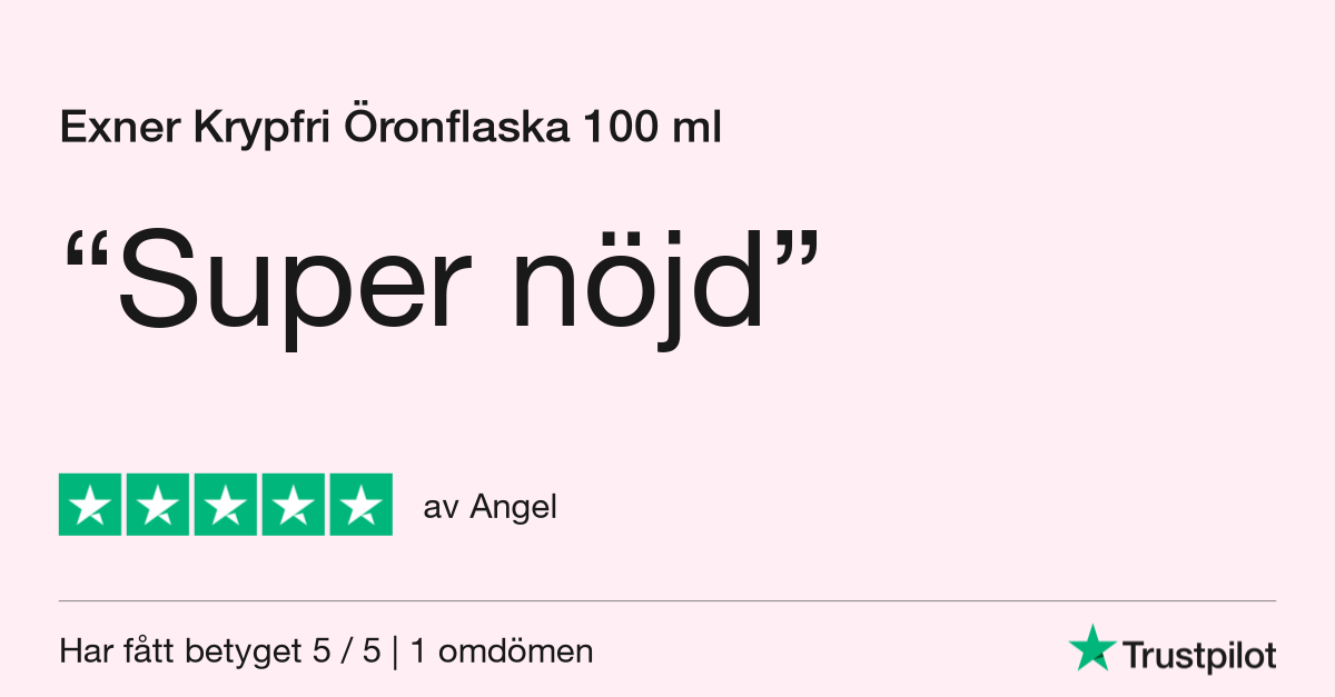 5 stjärnor på Trustpilot för Exner Krypfri öronflaska