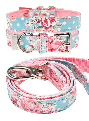 Hundkoppel och hundhalsband Vintage rosor