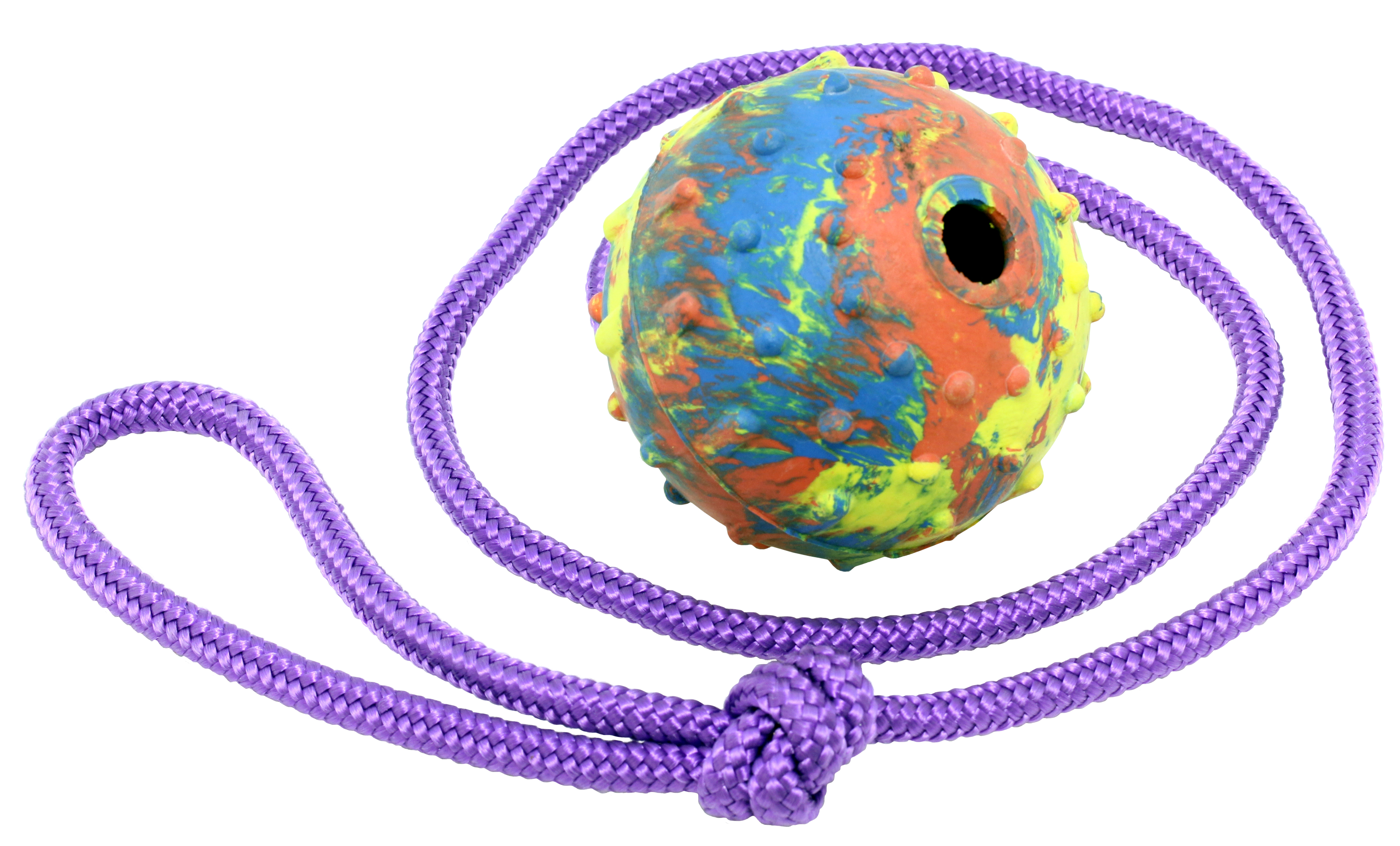 Hundleksak Boll gummi m långt reph Gappay