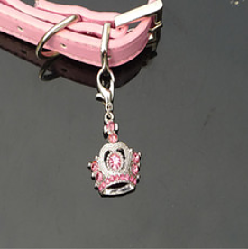 Berlock för katthalsband och hundhalsband Krona Rosa