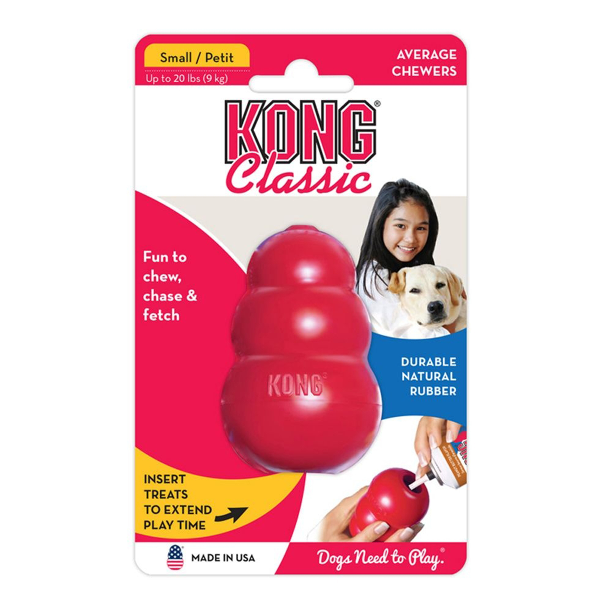 Hundleksak Kong Original gummi röd Small