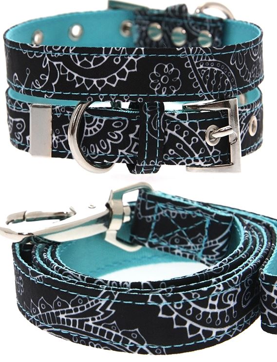 Hundhalsband och koppel i set  Paisley Mönster - 5