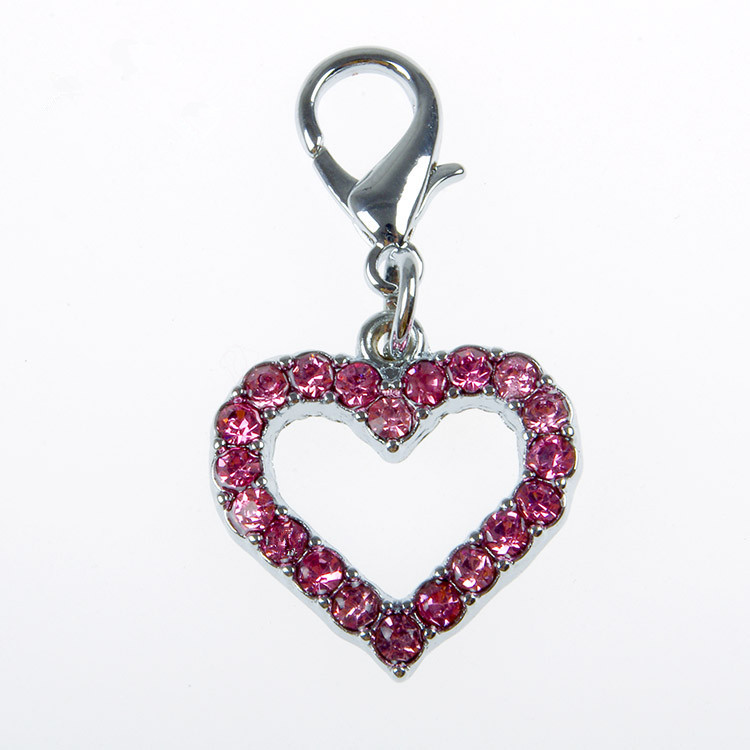Berlock till hundhalsband Katthalsband Strass Rosa Hjärta 