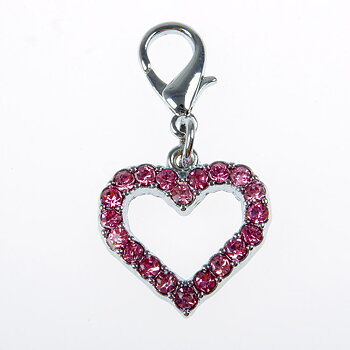 Berlock till hundhalsband Katthalsband Strass Rosa Hjärta