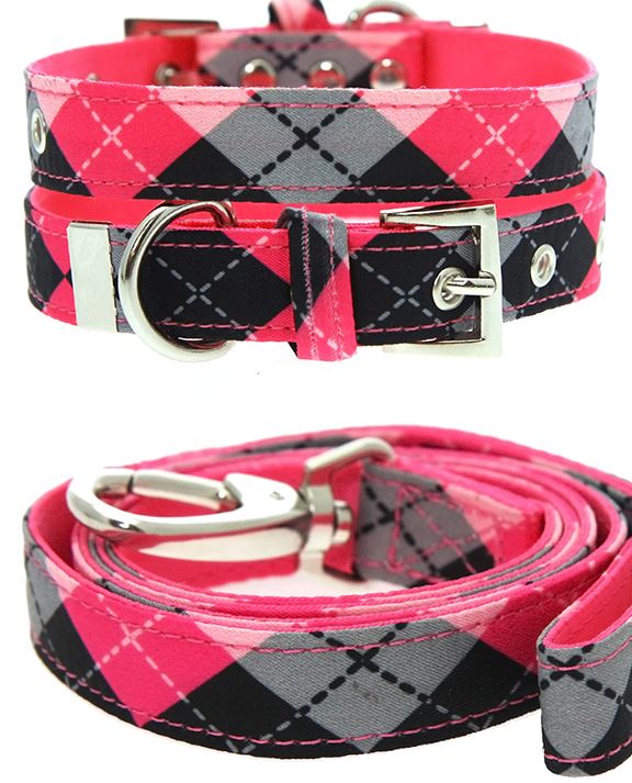 Hundhalsband och koppel i set Argyle - 5