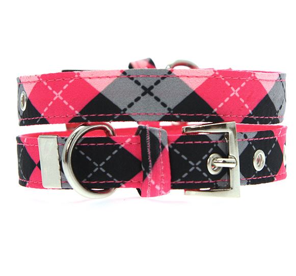 Hundhalsband och koppel i set Argyle