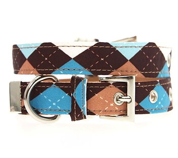 Hundhalsband och koppel i set Argyle