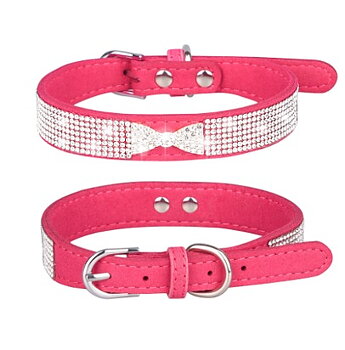 Hundhalsband Strass Stark Rosa 27cm - 33cm