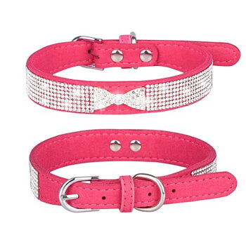 Hundhalsband Strass Stark Rosa 38cm - 46cm