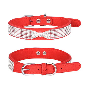 Hundhalsband Strass Röd 27cm - 33cm