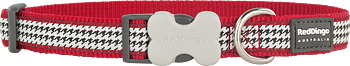 Hundhalsband Rött med svart vitt tweed mönster från Red Dingo