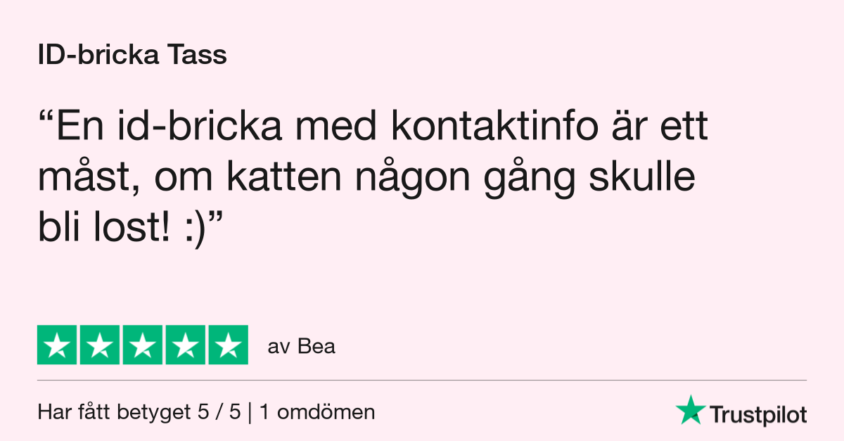 Id-bricka Tass för katt & hund 5 stjärnor på Trustpilot
