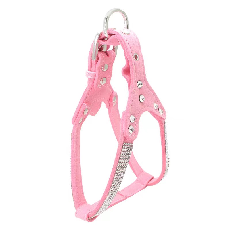Hundsele Strass Ljus Rosa inkl. koppel strl M - 2