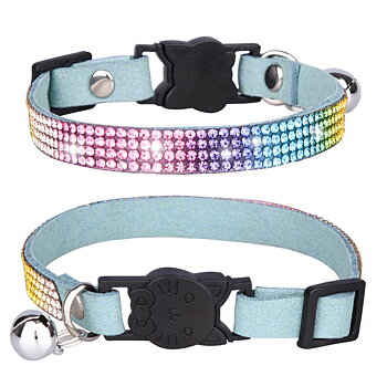 Katthalsband strass Turkos Rainbow mockaimitation