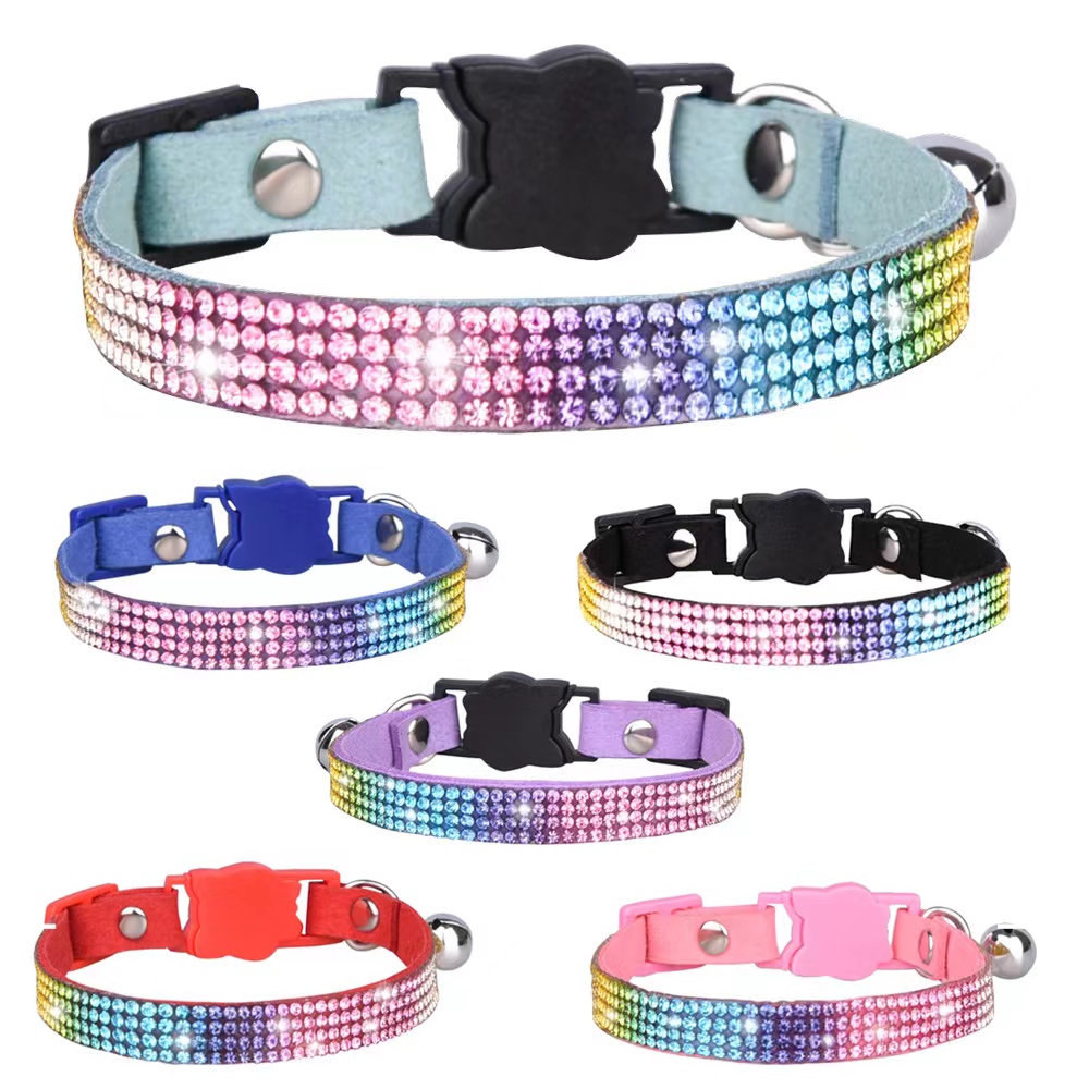 Katthalsband med strass Lila Rainbow - 3