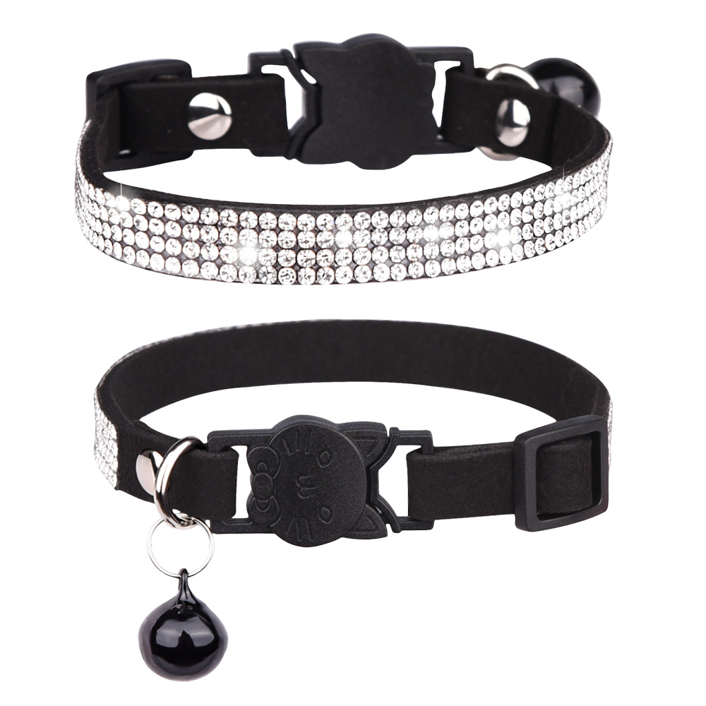 Katthalsband Strass Svart
