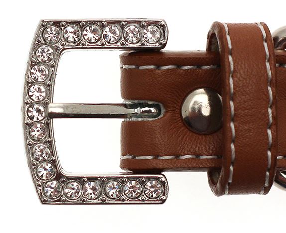 Hundhalsband + koppel - Brunt läder med strassdetaljer - 6