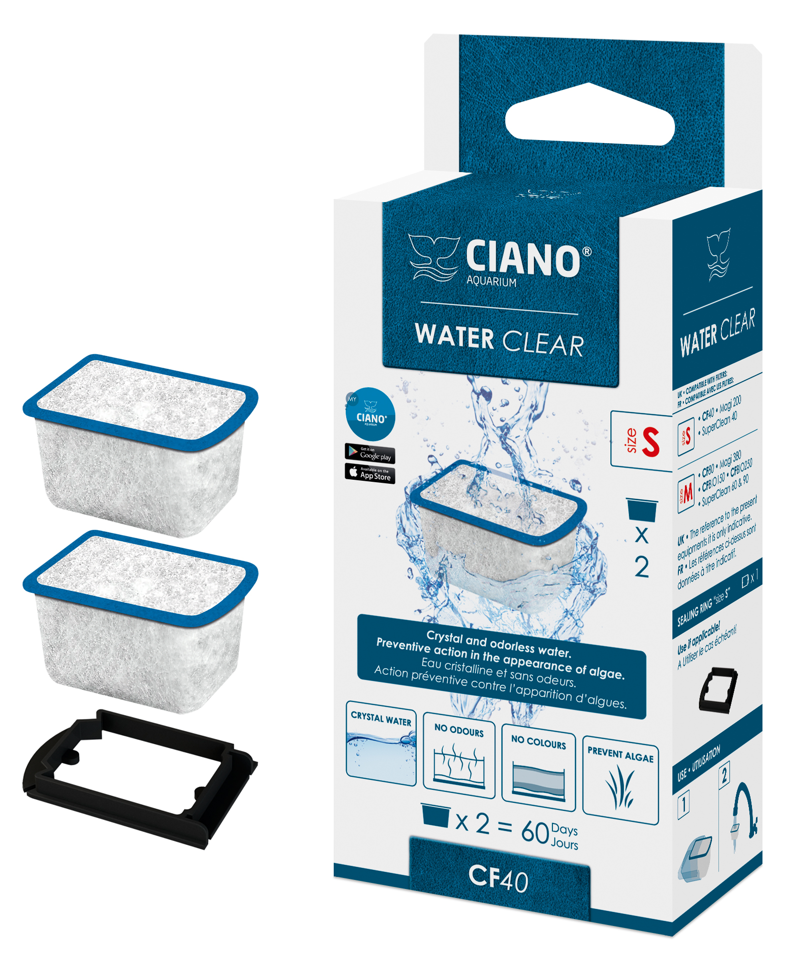 Water Clear Small Ciano 2-pack