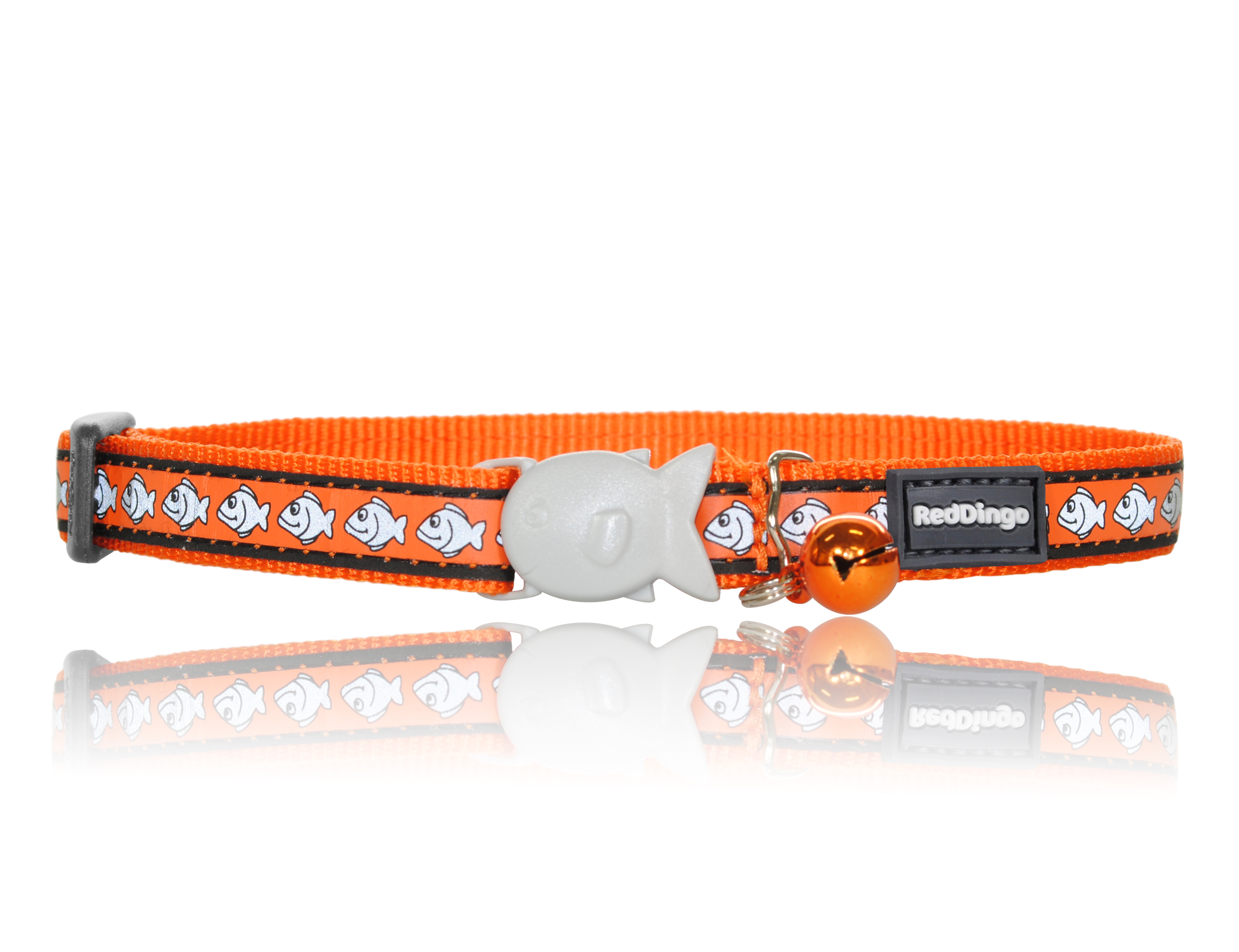 Katthalsband Reflex Orange Fiskar med Säkerhetsspänne Red Dingo