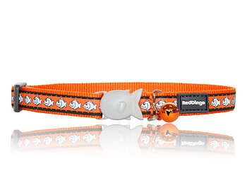 Katthalsband Reflex Orange Fiskar med Säkerhetsspänne Red Dingo