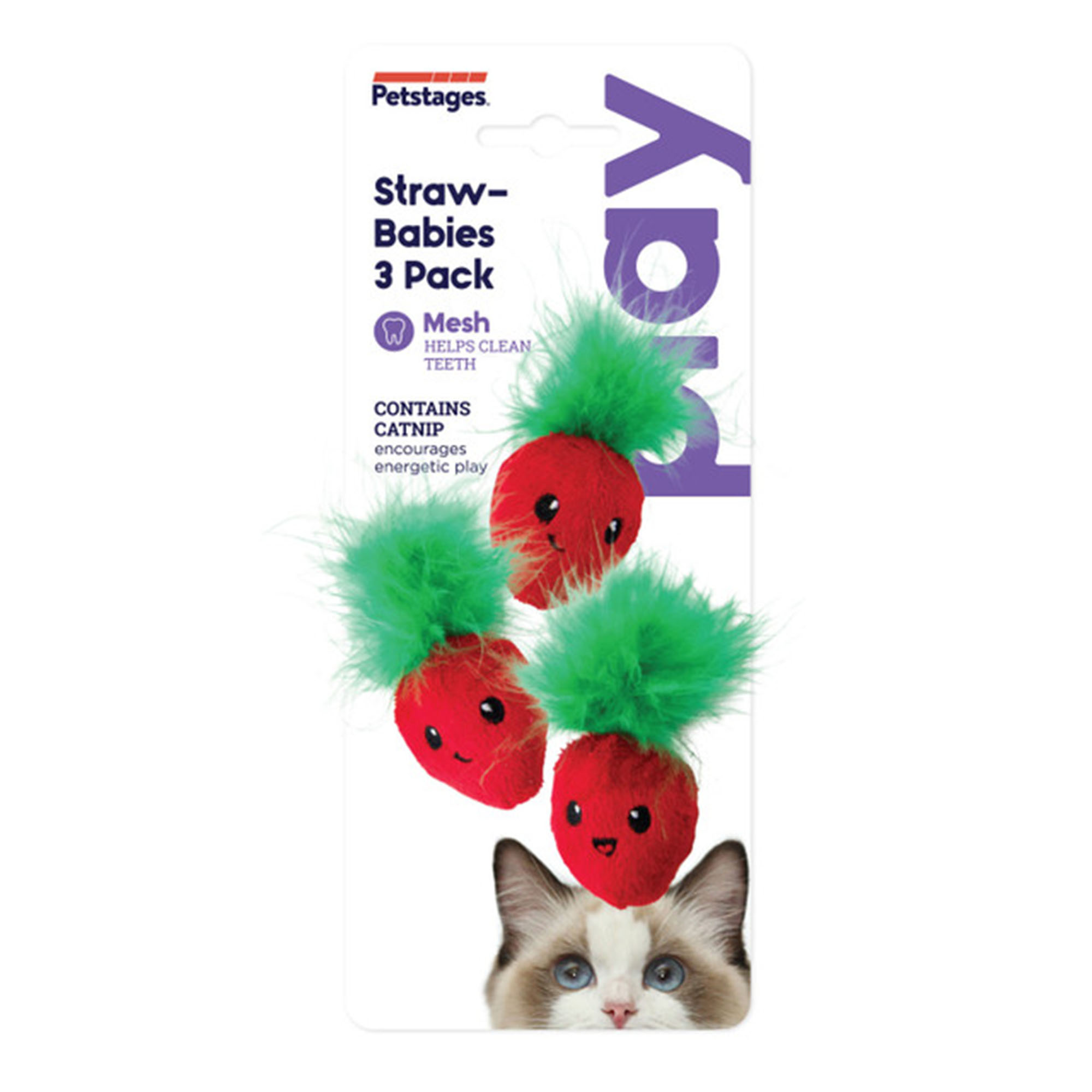 Kattleksak Petstages Straw-Babies 3-p