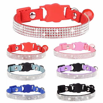 Kattunge halsband Svart Strass XS