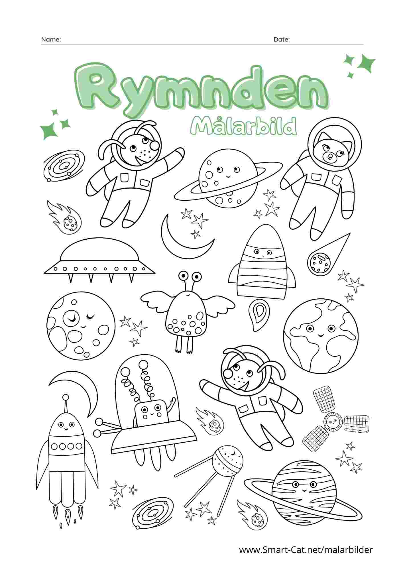 Målarbild Rymnden Astronauter