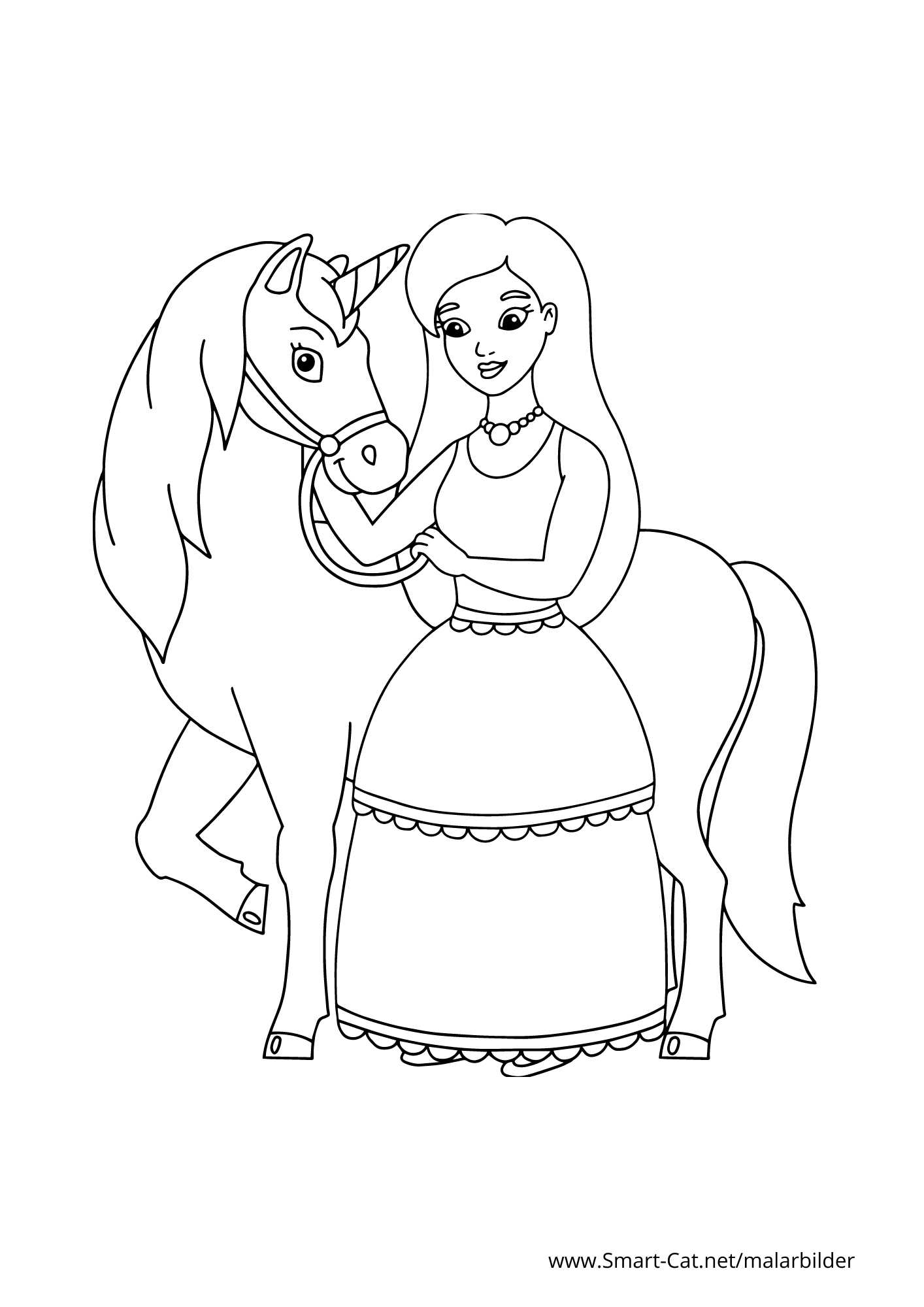 Målarbild enhörning och princessa