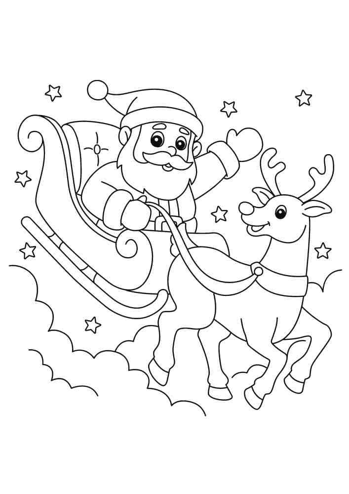 målarbild jultomten med släde