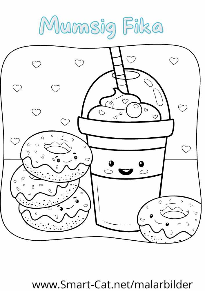 Målarbild Donut Milkshake Gratis målarbild att skriva ut