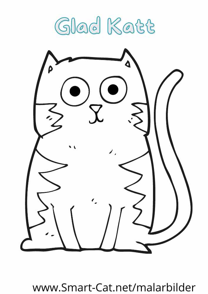 Målarbild Katt Glad. Grats målarbild att skriva ut.