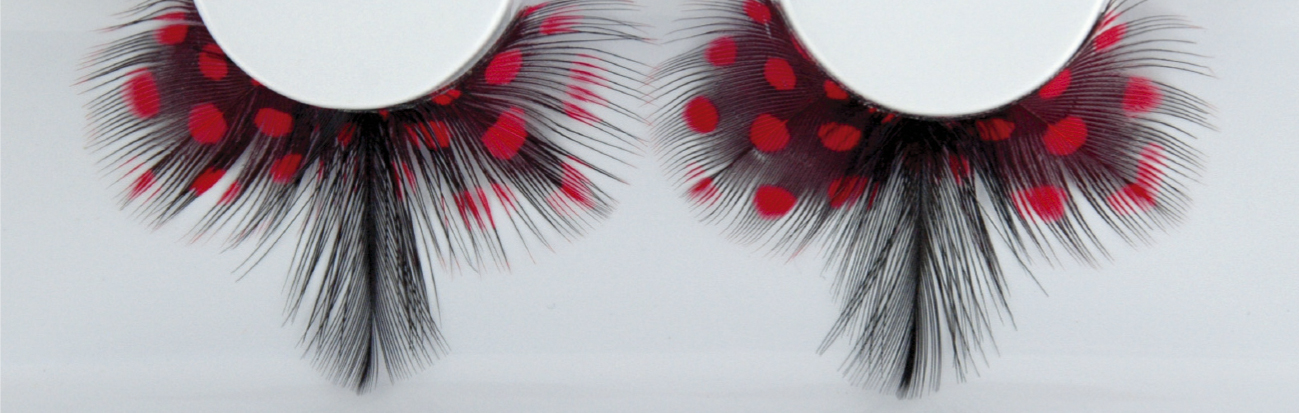 Grimas Ögonfransar / Eyelashes 165 - Svarta Fjädrar med Röda prickar