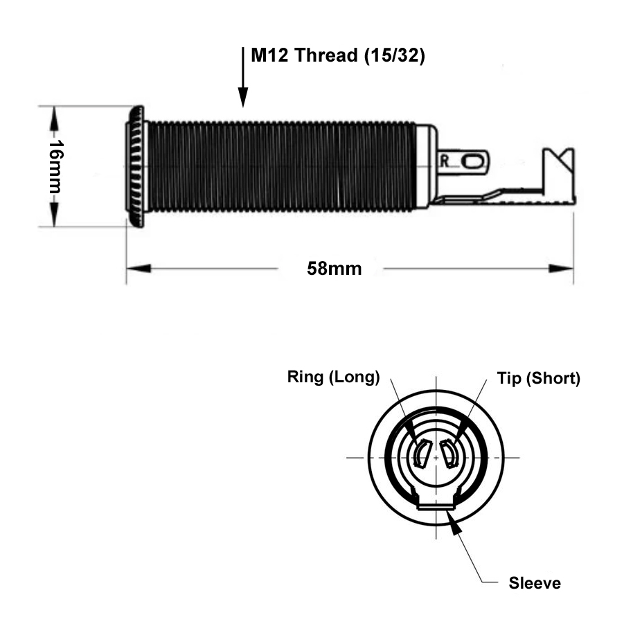Panel Mount 1/4" TRS Barrel Jack (Nickel) - 3