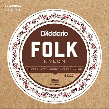 D'Addario EJ32C Folk Nylon (Ball End)