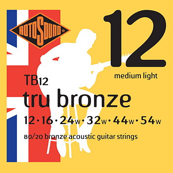 Rotosound TB12 Tru Bronze 80/20 Acoustic Strings 012-054