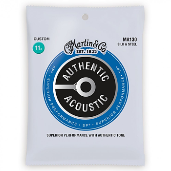 Martin MA130 Autentic SP Silk & Steel Folk Acoustic Guitar Strings 011.5-047