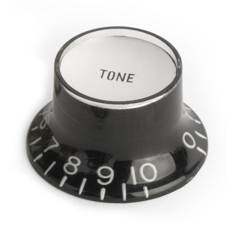Top Hat Bell Reflector Tone Knob, Black (Inch size)