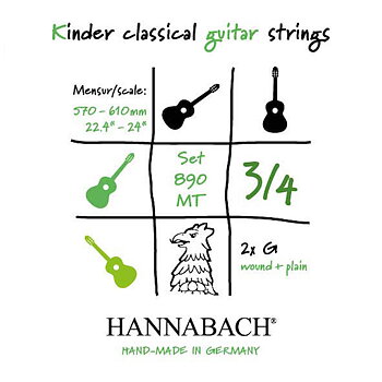 Hannabach Kinder 890MT 3/4 Size Guitar Strings (Medium Tension)