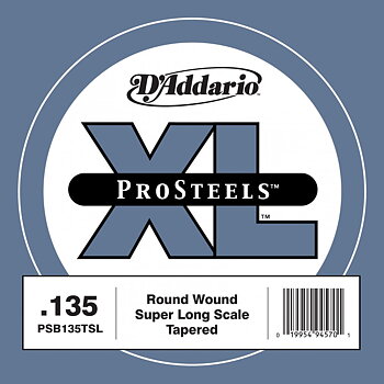 Single strings D'Addario PSB135TSL Tapered ProSteels Super Long Scale Bass String (135)