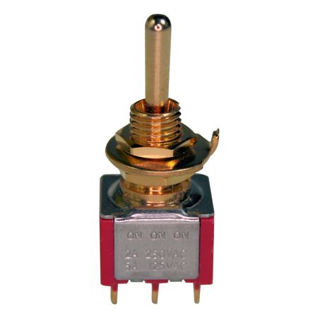 Mini DPDT Toggle Switch On-On-On (Gold)