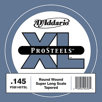 Single strings D'Addario PSB145TSL Tapered ProSteels Super Long Scale Bass String (145)