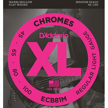 D'Addario ECB81M Flatwound Chromes 045-100 (Medium Scale)