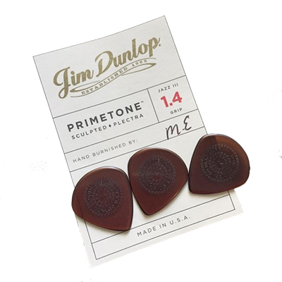 Dunlop PRIMETONE™ Jazz III Sculpted GRIP Plectra 1.4mm (3-Pack) - 2
