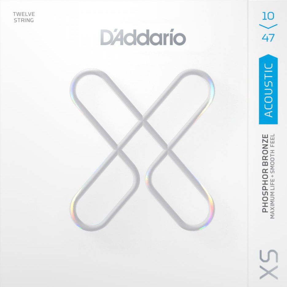 D'Addario XS Phosphor Bronze Acoustic Guitar Strings 010-047 (12 String)