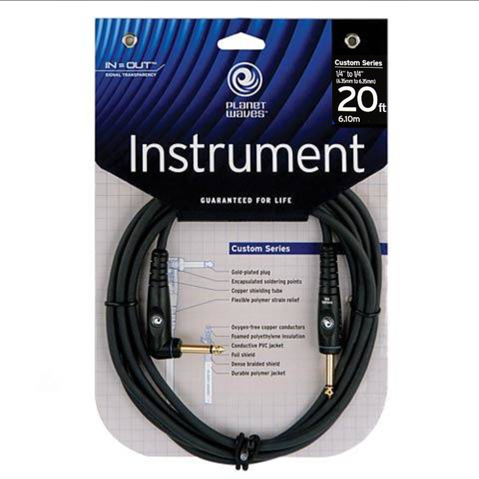 Planet Waves PWGRA20 Custom Series Instrument Cable 6,10m (Right Angle)