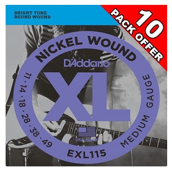 D'Addario EXL115-10D Blues / Jazz Rock 011-049 (10-Pack)