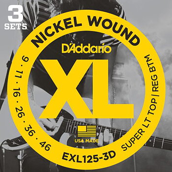 D'Addario EXL125-3D Super Light Top / Reg Bottom 009-046 (3-Pack)