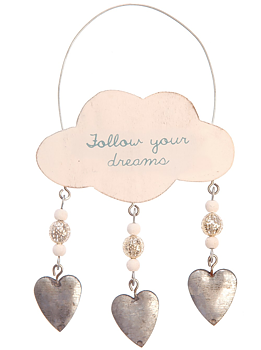 Skylt FOLLOW YOUR DREAMS shabby chic lantlig stil